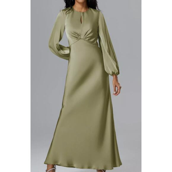 AW BRIDAL 20 2X plus green fennel seed long sleeve Phyllida maxi dress NEW B52 - Picture 1 of 5